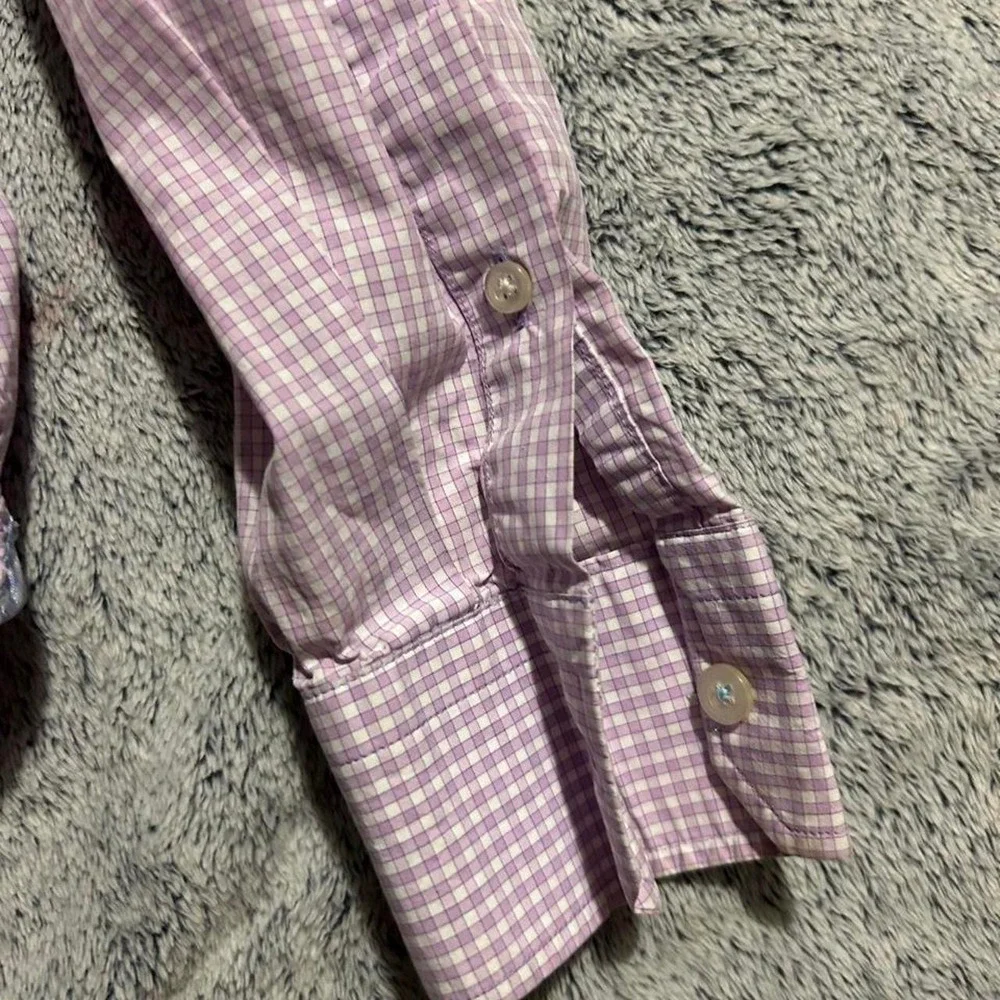 Banana Republic Grant Fit Men's XL Pink White Check Supima Cotton Button Shirt